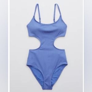 Aerie Ribbed Shine Side Scoop One Piece Swimsuit sz XL